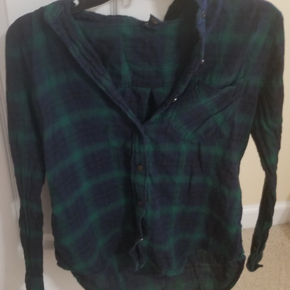 Forever 21 Blue and Green Flannel Size Small